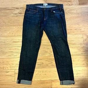 Current/Elliott Relaxed Rolled Cuff Hoodlum “THE ROLLER” Dark Wash Jeans